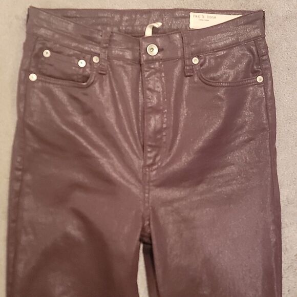 rag & bone Casey High Rise Flare Coated Denim Jeans Maroon Color Sz 29 - Picture 4 of 14